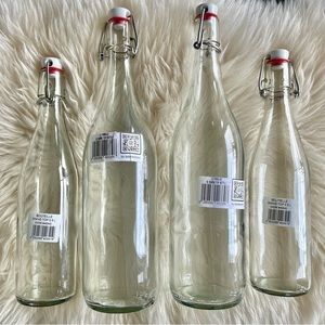 Set of 4 Le Parfait Swing Top Bottles: 2 1L & 2 500 mL Bottles